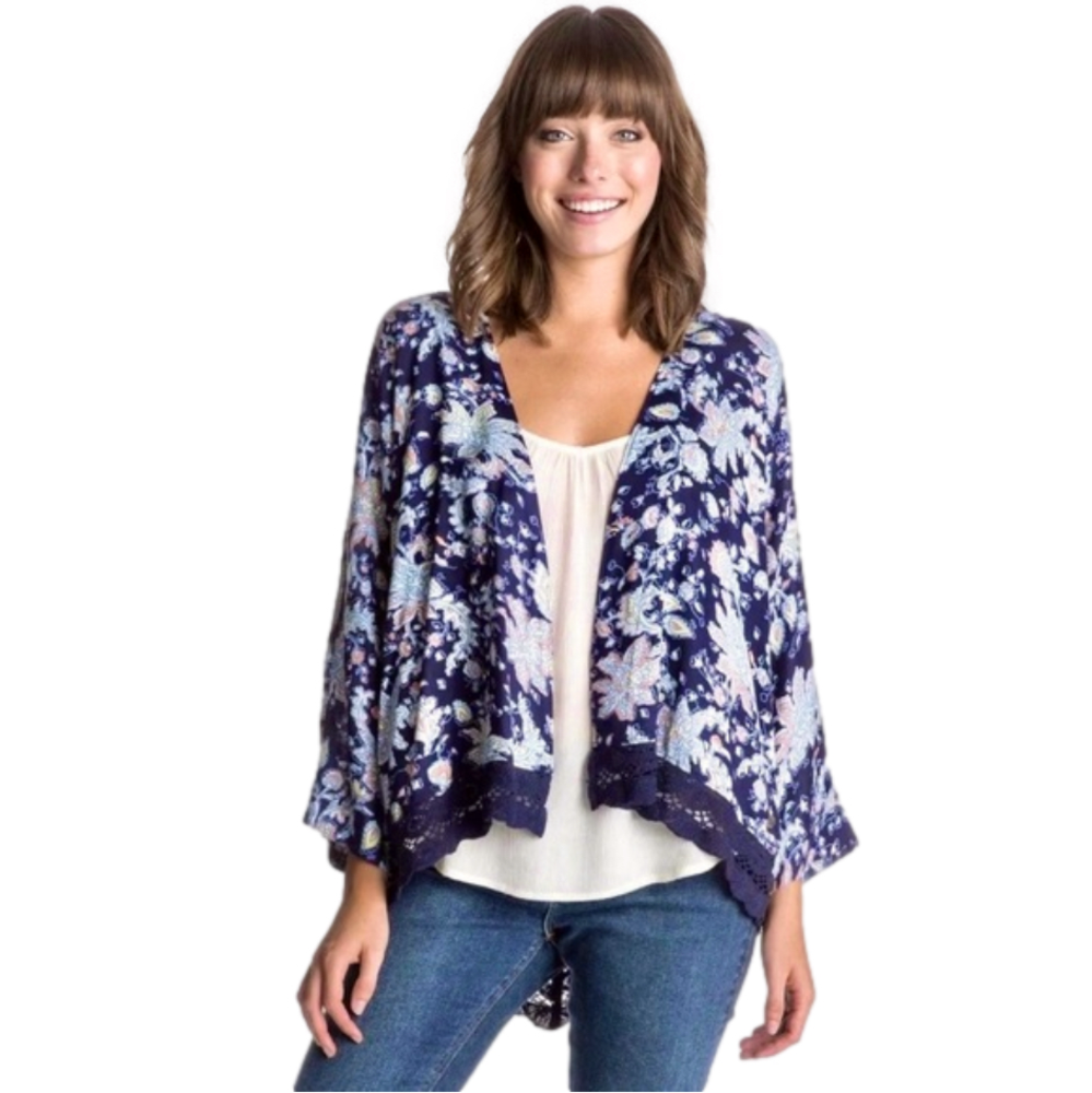Roxy blue floral kimono top - Picture 2 of 9